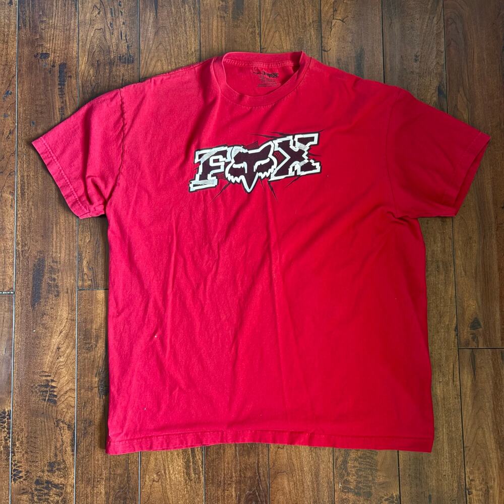 Y2K Skater Fox Racing Shirt Mens XXL Red 2000s Grunge Emo Baggy Cyber Graphic